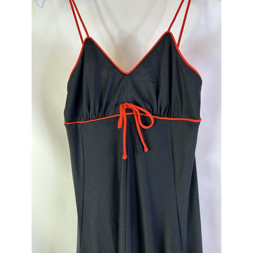 Vintage 70s Whimsigoth Vamp Bias Slip Dress Black Red USA Medium - Picture 5 of 8